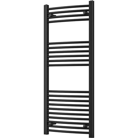 Zennor - Black Heated Towel Rail - H1200mm x W500mm - Curved (1/3)