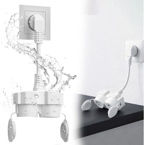 Rallonge double prise pour prise extérieure : double prise 16 A avec 2 prises IP44 étanche pour intérieur extérieur cuisine bureau (blanc) (1/5)
