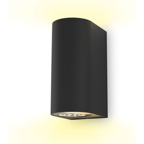Applique LED da esterno IP44 nero moderno con 2 GU10 5W 400lm, luce bianca calda 3000K, luce verso l'alto e verso il basso, impermeabile, doppio fascio di luce