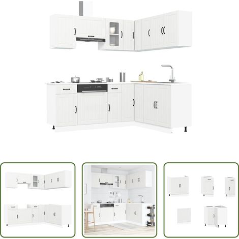 Küchenschrank - 11-tlg. Küchenschrank-Set Kalmar Weiß Holzwerkstoff (1/5)