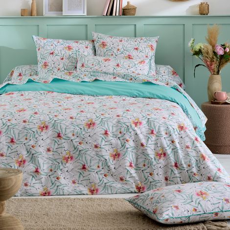 Parure de lit percale de coton ROXANE Taie 50x70 cm 140x200 cm (1/5)