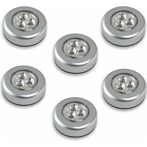 6 Stück LED-Touch-Lampen, batteriebetrieben, mit Klick- und Druckfunktion (weißes Licht) [Energieklasse A+++] (1/4)