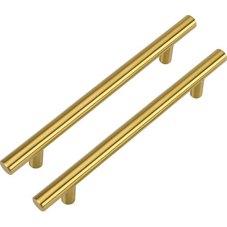 Lot de 15 Poignee Meuble Dorée Poignee de Meuble Cuisine Entraxe 128mm Poignée Dorée - Poignee Laiton Poignée Tiroir Laiton Poignee Cuisine en Acier Inoxydable (1/5)