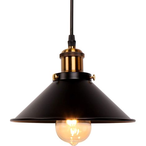 Industriel Rétro Fer Noir Cuisine Restaurant Bar Balcon Suspendu Pendentif Lumière (1/5)