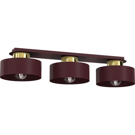 Plafonnier décoratif bordeaux et doré sur rail, 3x E27, Marti Luminex (1/5)
