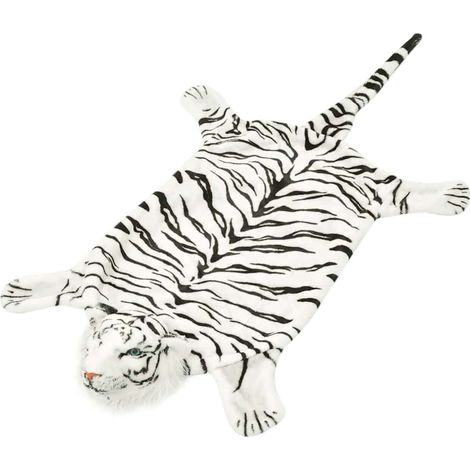 Tapis en peluche en forme de tigre 144 cm Blanc (1/4)