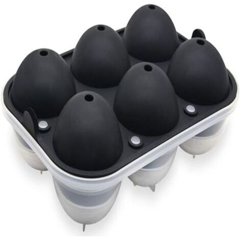 BUNTHAUS Moule à glaçons en silicone à 6 cavités avec couvercle -Grand moule à glaçons noir (1/5)