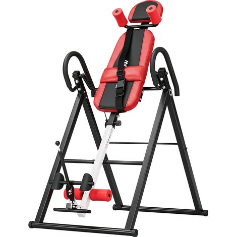 SPORTNOW tabla de inversión plegable ángulos 20°/40°/60° y 0-90°, 13 ajustes para 130-190 cm, reposacabezas, soporte lumbar, cinturón, para espalda