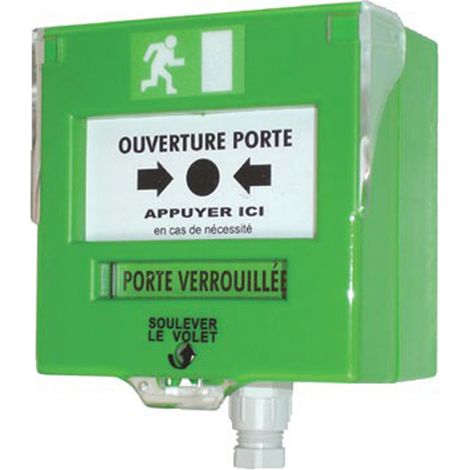 Neutronic – Déclencheur manuel vert 1 contact – Indice de protection IP65 – Pour installations électriques en extérieur – Compatible avec prises incendie