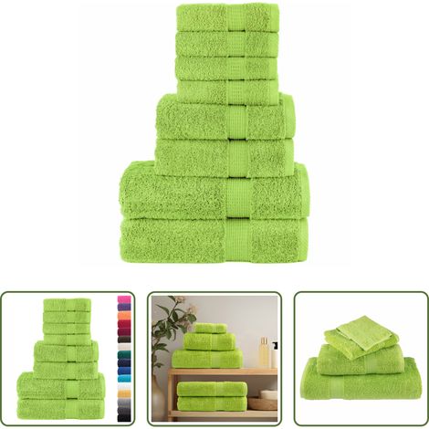 vidaXL Saugfähiges Handtuch - 8 tlg. Premium-Handtuch-Set SOLUND Apfelgrün 600 g/m² (1/5)