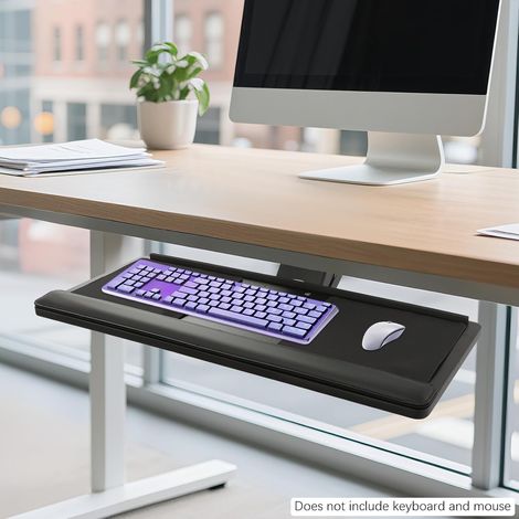 Adjustable Heavy Duty Under Desk Keyboard Tray Keyboard and Mouse Holder Tray with Mouse Pads & Wrist Rest Pad, Ergonomic Keyboard Riser for Office Home and Study Use 6525.5cm (1/5)
