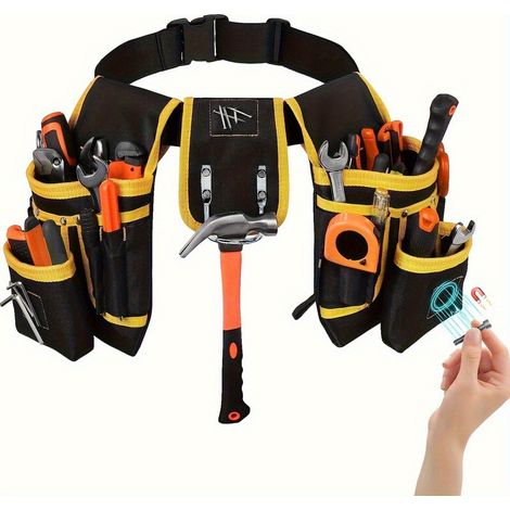 Cinturón de herramientas para bricolaje con 26 bolsillos, ajustable y con bolsas de almacenamiento extraíbles. (1/5)