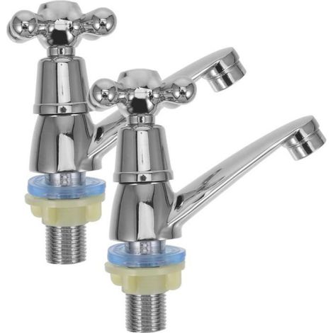 Ensemble de 2 Robinets de Lavabo Salle de Bain, Robinets de Lavabo Montés sur Plateau,Construction en Laiton et Zinc Poli (1/4)