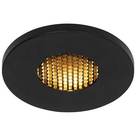 QAZQA + Moderno Foco empotrado moderno para baño negro IP54 - Shed Honey Aluminio Redonda Adecuado para LED Max. 1 x 50 Watt