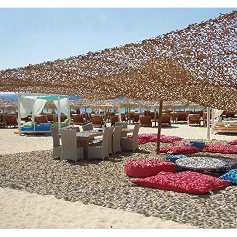 Filet de Camouflage Parfaits pour Chasse, Ombrage,Camouflage Décoration,Parasol,Terrasse Protection Solaire, Sable, 5x5m (1/4)
