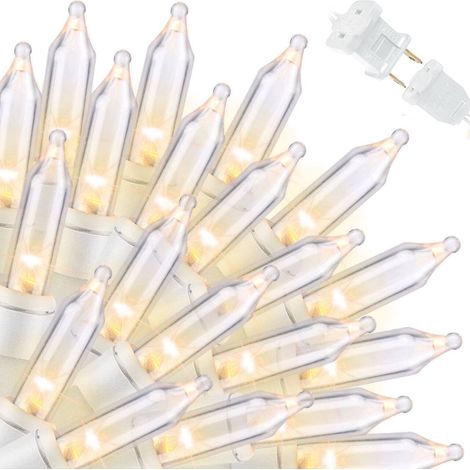 XEPHO Guirlande lumineuse de Noël transparente de 100 ampoules, fil blanc de 6 m, certifiée UL, étanche, pour intérieur et extérieur, idéale pour sapin de Noël, terrasse, mariage, fête des mères (1/5)