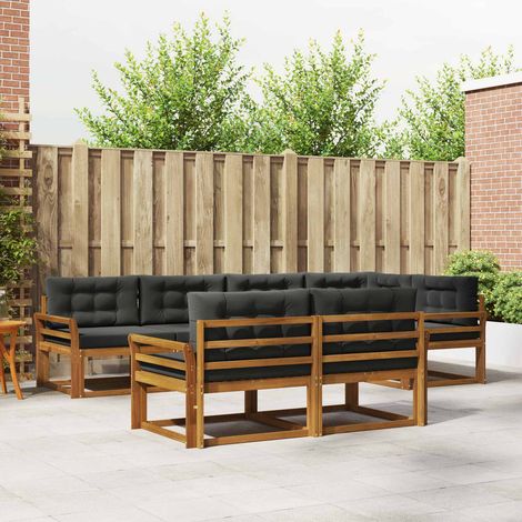 Outdoor-Sofagarnitur mit Kissen 7 pcs Natur und Anthrazit