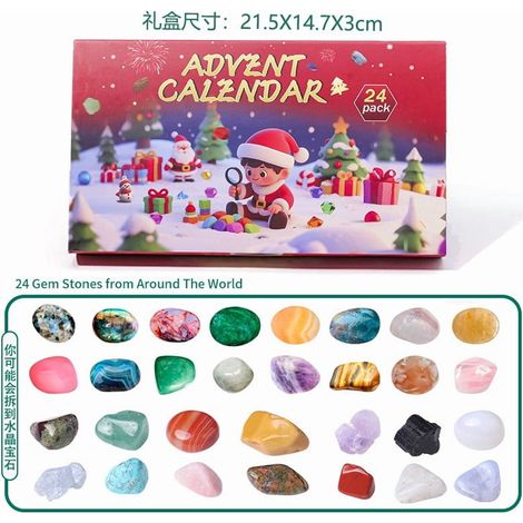 Calendrier De Lavent En Pierre Cristal - 24 Compartiments Pour Cadeaux - Décoration De Noël - Usage Intérieur - 1 Pièce