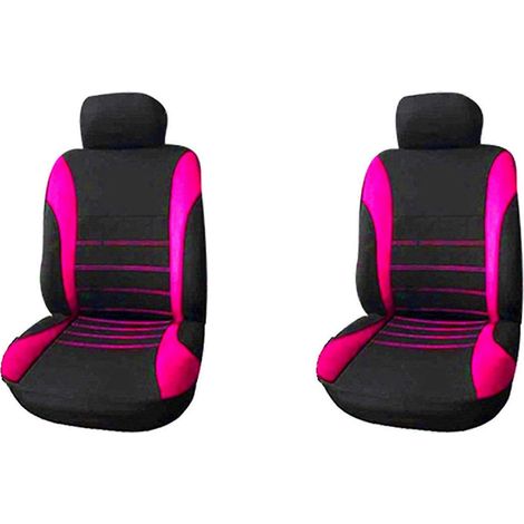 Housses de sièges avant avec airbags frontaux, housses de sièges baquets sport, ensemble de 4 housses de sièges auto (noir + or rose). (1/3)