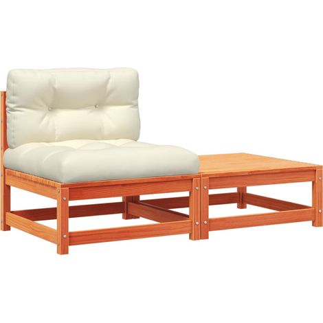 Maison Exclusive - Gartensofa ohne Armlehnen mit Kissen und Hocke