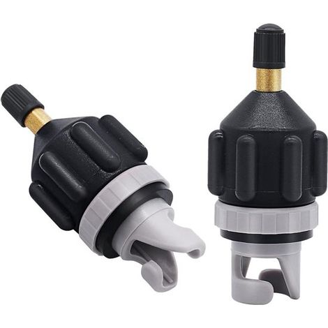 Adaptateur de pompe à air SUP 2 pièces – Adaptateur de valve pour planche de paddle gonflable vers pompe de voiture ou valve de kayak – Noir (1/5)
