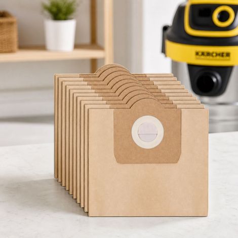 10 Stück -6.959-130.0 Papierstaubbeutel, Beutel für Kärcher Staubsauger, Nass- und Trocken-Ersatzbeutel, Kärcher Staubsaugerbeutel WD3 WD3 Premium SE4001 MV3 WD3200 WD3500P A2204 A2534 (1/5)