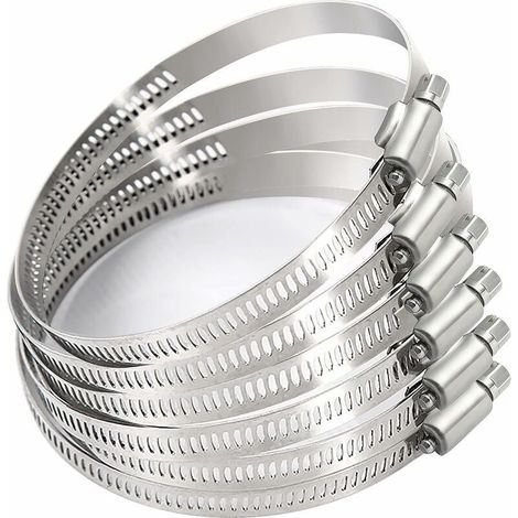 Collier de serrage réglable cerceau de tuyau en acier inoxydable 6 pièces engrenage à vis sans fin réglable 91mm-115mm (1/4)