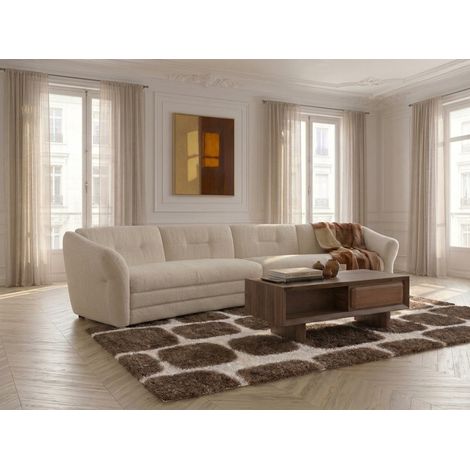 BOBOCHIC - Canapé 4 places fixe MARBLE tissu chiné Angle gauche  Beige (1/5)