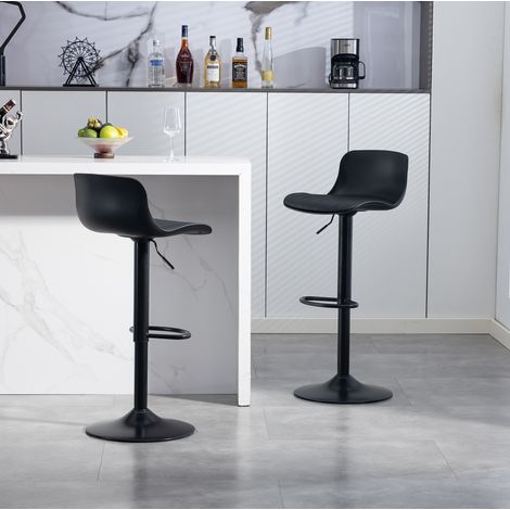 MEUBLIV lot de 2 chaises de bar noires pivotantes et réglables, avec dossier (1/5)