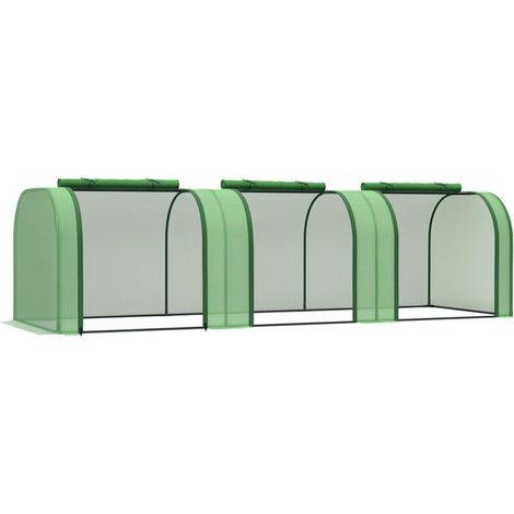 Mini Serre de Jardin Serre à tomates 3L x 1l x 0,8H m Acier PE Haute densité 140 g/m² Anti-UV 3 fenêtres Vert (1/5)