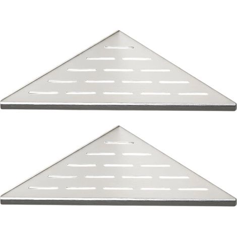 Lot de 2 étagère d'angle,acier inoxydable 304,surface brossée,rail anti-chute,douche salle de bain (1/5)
