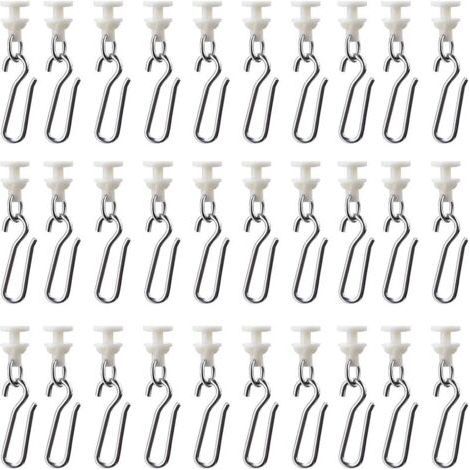 FENOPLASTICA30 Pièces Crochet Rideau Rail Glisseur avec 30 Crochets en Métal pour Rail Décoratif en Rideau Rideau de Porte(Beige) (1/5)