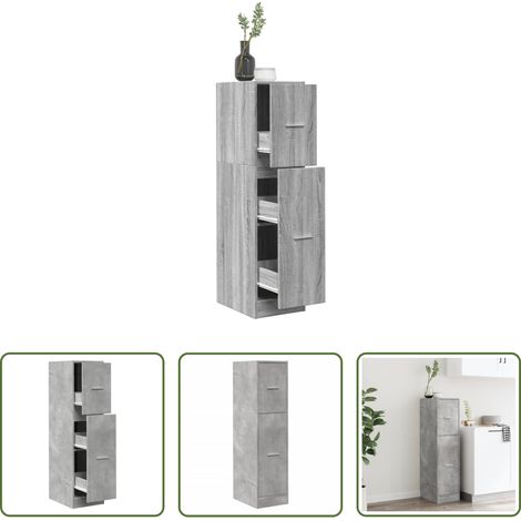 Armoire à pharmacie - Armoire d'apothicaire gris béton 30x41x118 cm bois d'ingénierie (1/5)