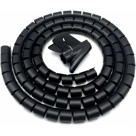 Cache Cable,Flexible Range Cable 1m PE Cable Rangement Organisateur de Cable pour Ranger ou Cacher les cables,Gaine pour cables(2.2cm),Noir, (1/5)