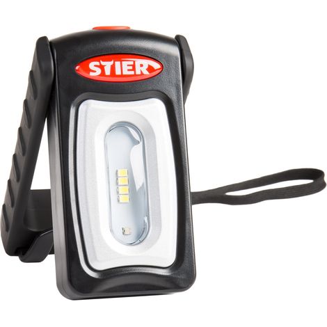 STIER Akku LED Werkstattleuchte, 250 Lumen, einer Leuchtdauer von 2,5 Stunden, 360° drehbarem Haken und Micro USB Ladekabel, Arbeitsleuchte, Led Arbeitsscheinwerfer, Baustrahler, Akku Strahler