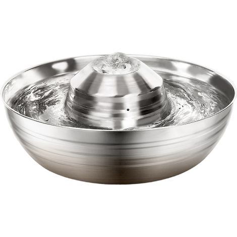 Fontaine à eau en acier inoxydable pour animaux de compagnie, gamelle d'eau pour chat avec 5 filtres à eau, distributeur d'eau de 2 L (67 oz) pour chats, chiens et plusieurs animaux de compagnie