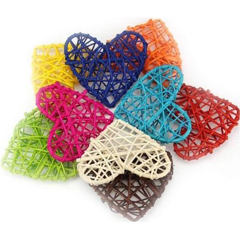 10 bunte Lichterketten mit Rattankugeln in Herzform, 6 cm, Laternen, Weihnachtsschmuck, Gartenparty-Tischdekoration, sehr beliebt und nützlich (1/5)