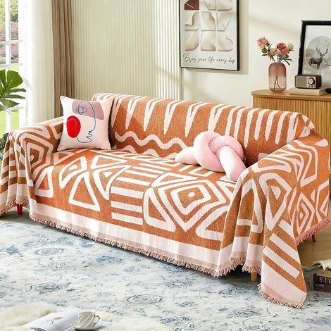 Funda de sofá bohemia lavable con borlas, apta para mascotas, 180x340 cm (1/5)