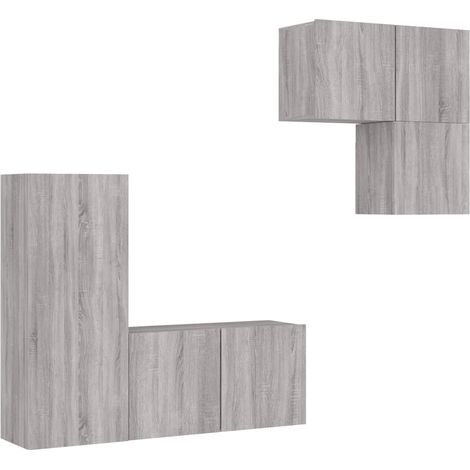 Maison Exclusive - 4-tlg. Wohnwand Grau Sonoma Holzwerkstoff