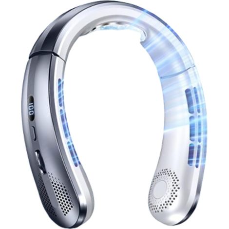 Ventilateur de cou portable – Mini ventilateur de cou rechargeable par USB, ventilateur de refroidissement portable avec moteur antibruit actif, réglage du rouleau infini, convient pour le sport (1/5)