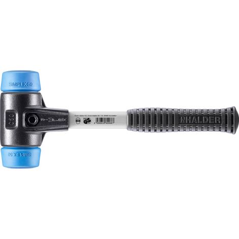 HALDER SIMPLEX Schonhammer Ø 50 mm TPE-soft blau mit verstärkem Tempergussgehäuse und Fiberglasstiel (1/5)