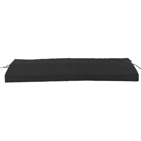 Coussin de banc extérieur imperméable pour mobilier terrasse jardin canapé banquette méridienne balançoire avec sangles housse amovible noir (1/5)