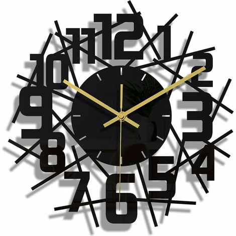 Luming Horloge Murale à Cadre Rond Noir DIY Silencieuse Design Moderne Pendules murales Convient pour la Décoration d'art de Bure (1/4)
