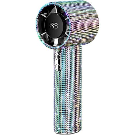 Ventilateur turbo portable 199 vitesses strass écran digital USB rechargeable mini ventilateur haute performance longue autonomie été (1/5)