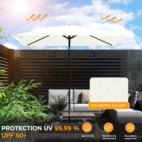 HOMEDEMO Parasol de Jardin Exterieur Inclinable Rectangulaire, Protection UV50+, pour Terrasse, Balcon, Piscine, Patio, 210x150cm, Beige (1/4)