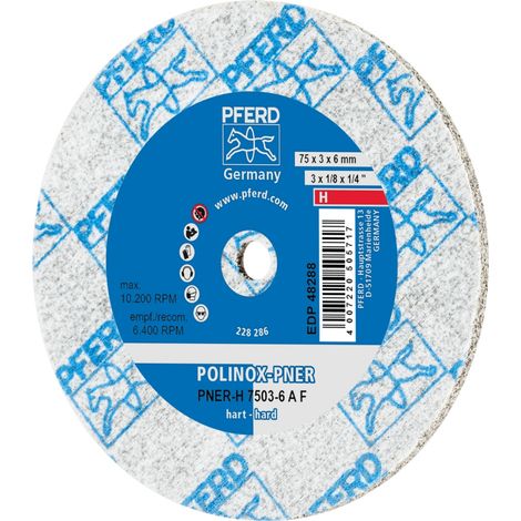PFERD TOOLS POLINOX verpresstes Vlies-Rad PNER Ø 75x3 mm Bohrung-Ø 6 mm Hart A Fein für Finish 10 Stk (1/5)