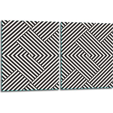 2 plaques de protection en verre pour cuisinière, mosaïque 40x52 (1/5)