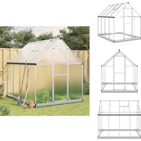 Serre avec cadre de base argenté 224x169x202 cm aluminium - Serre De Jardin - Serre Aluminium - Abri Jardin - Protection Plante - Greenhouse (1/5)