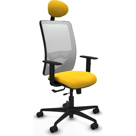 Silla de oficina piqueras y crespo Zulema blanco similpiel amarillo (1/2)