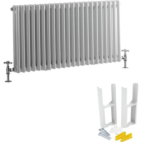 Milano Windsor White Cast Iron Style Horizontal Double Column Radiator with Feet - 600mm x 1010mm (1/5)
